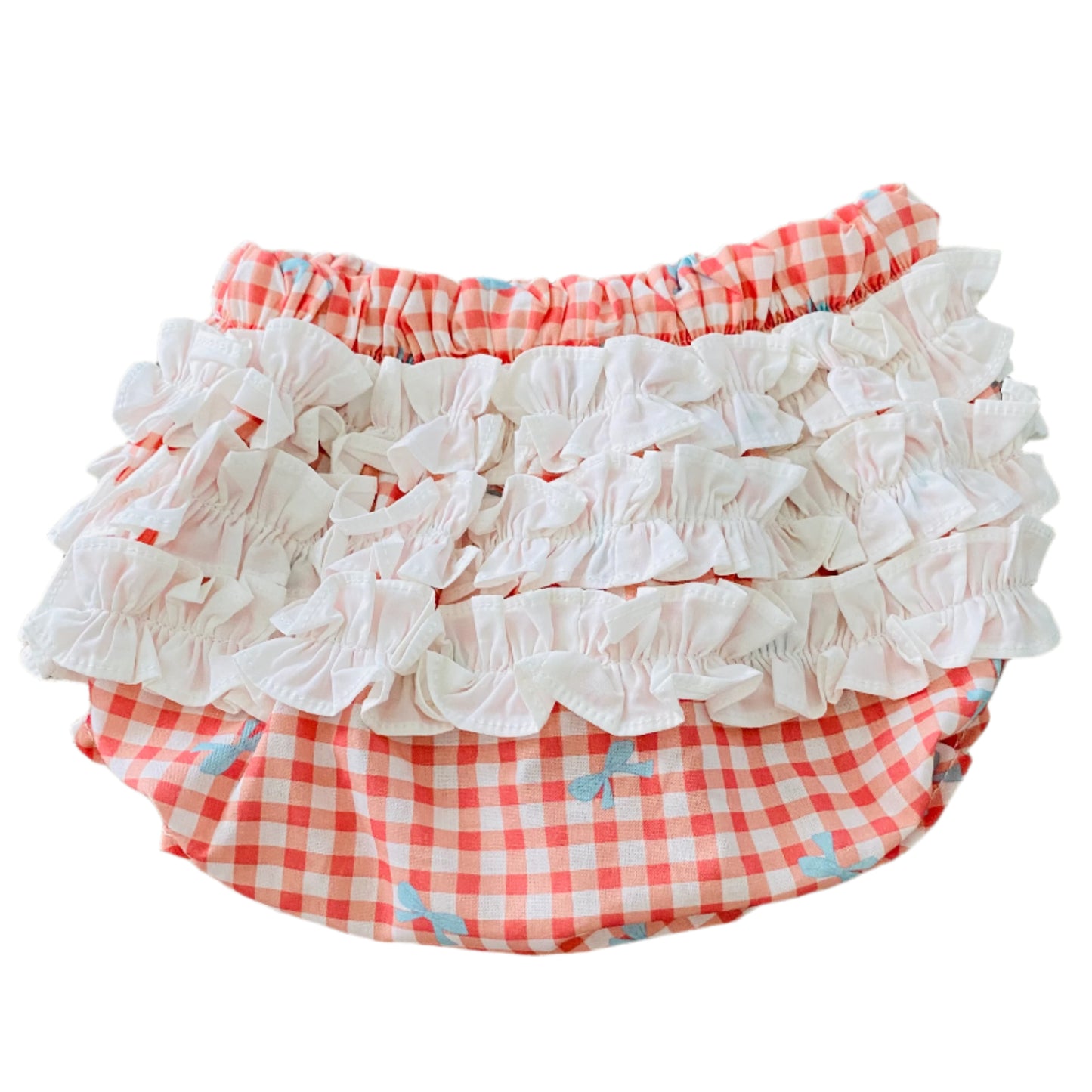 Gingham Floating Ties Diaper Set, Orange