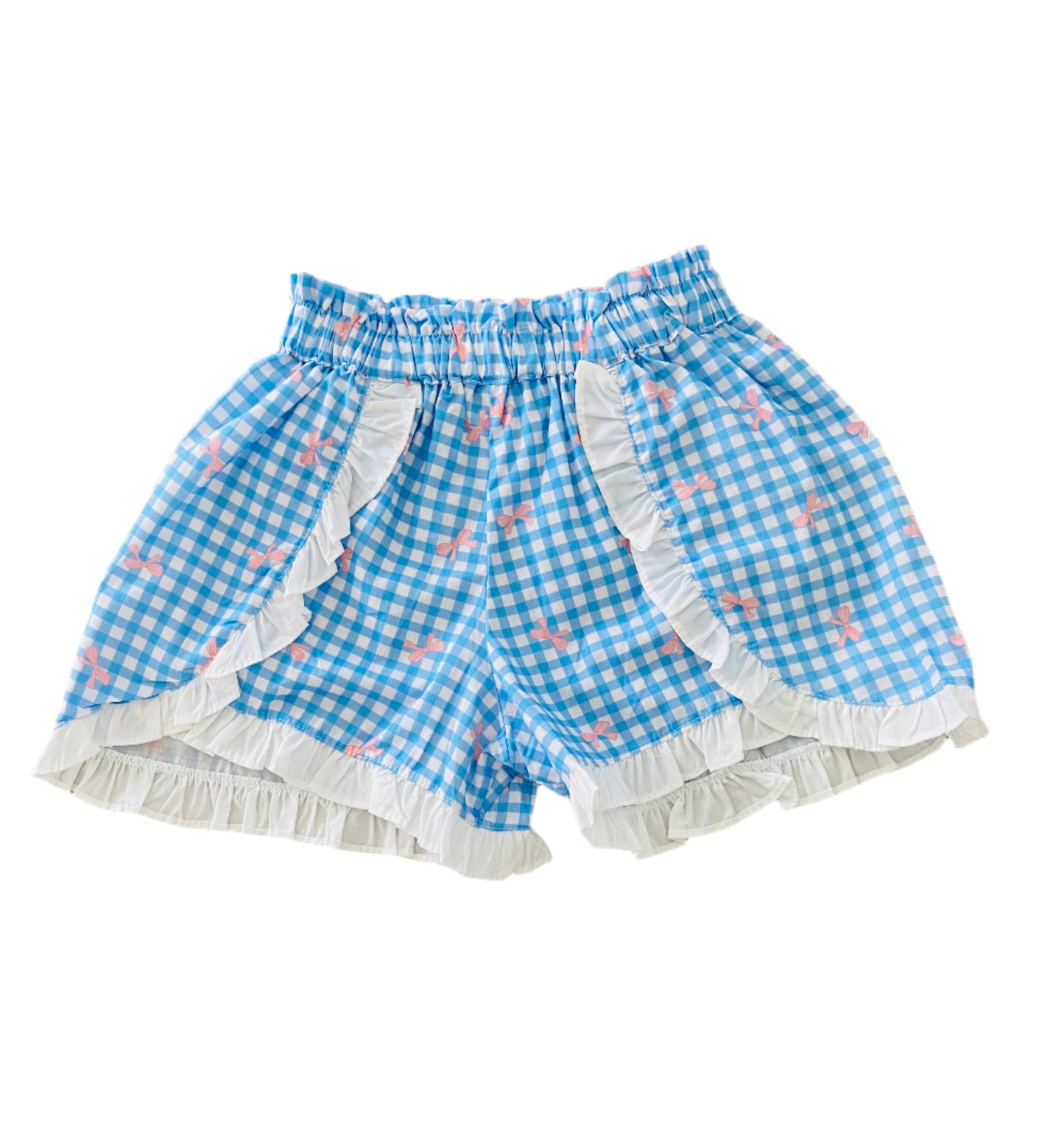 Gingham Floating Ties Short Set, Blue