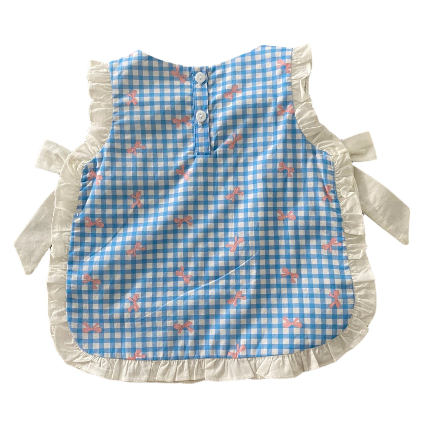 Gingham Floating Ties Diaper Set, Blue