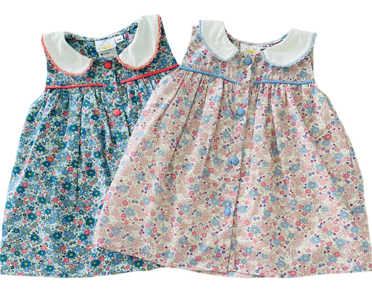 Floral Eyelet Collar Trim Dress