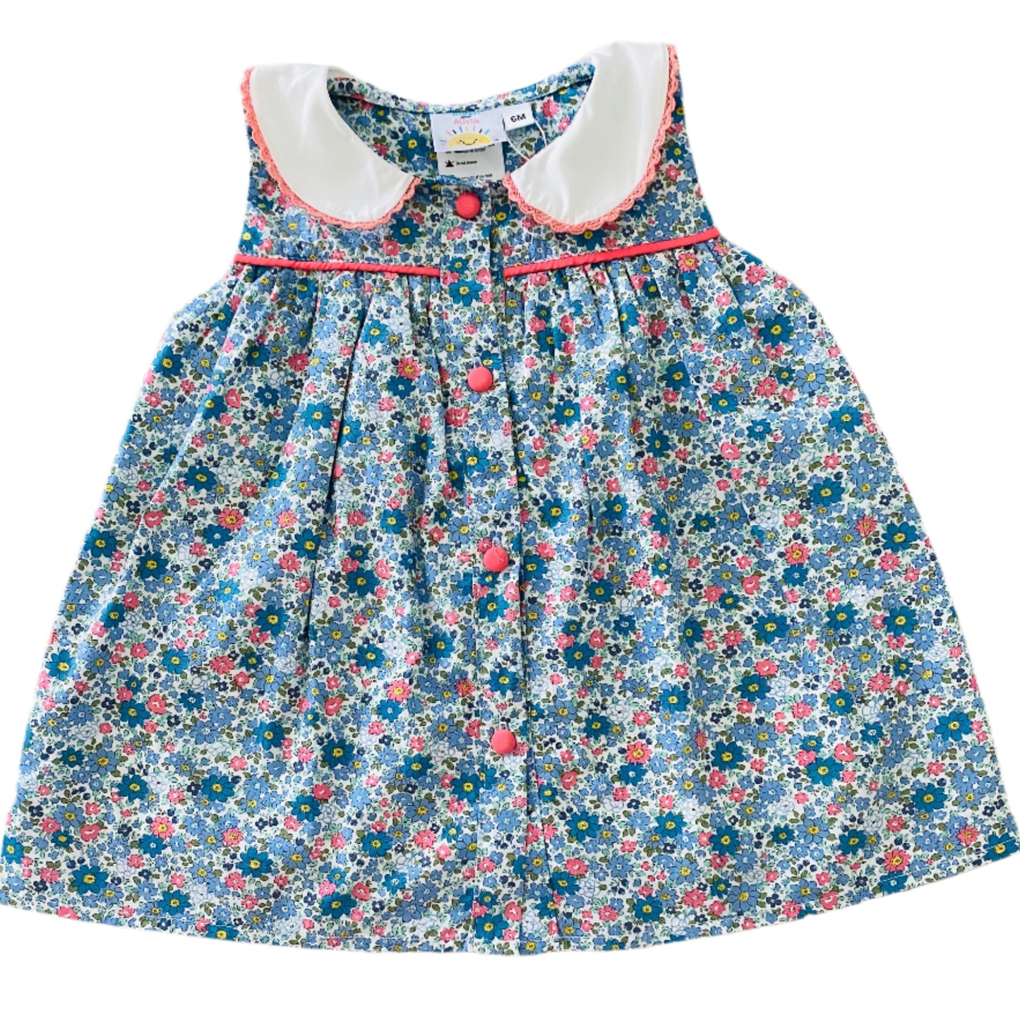 Floral Eyelet Collar Trim Dress
