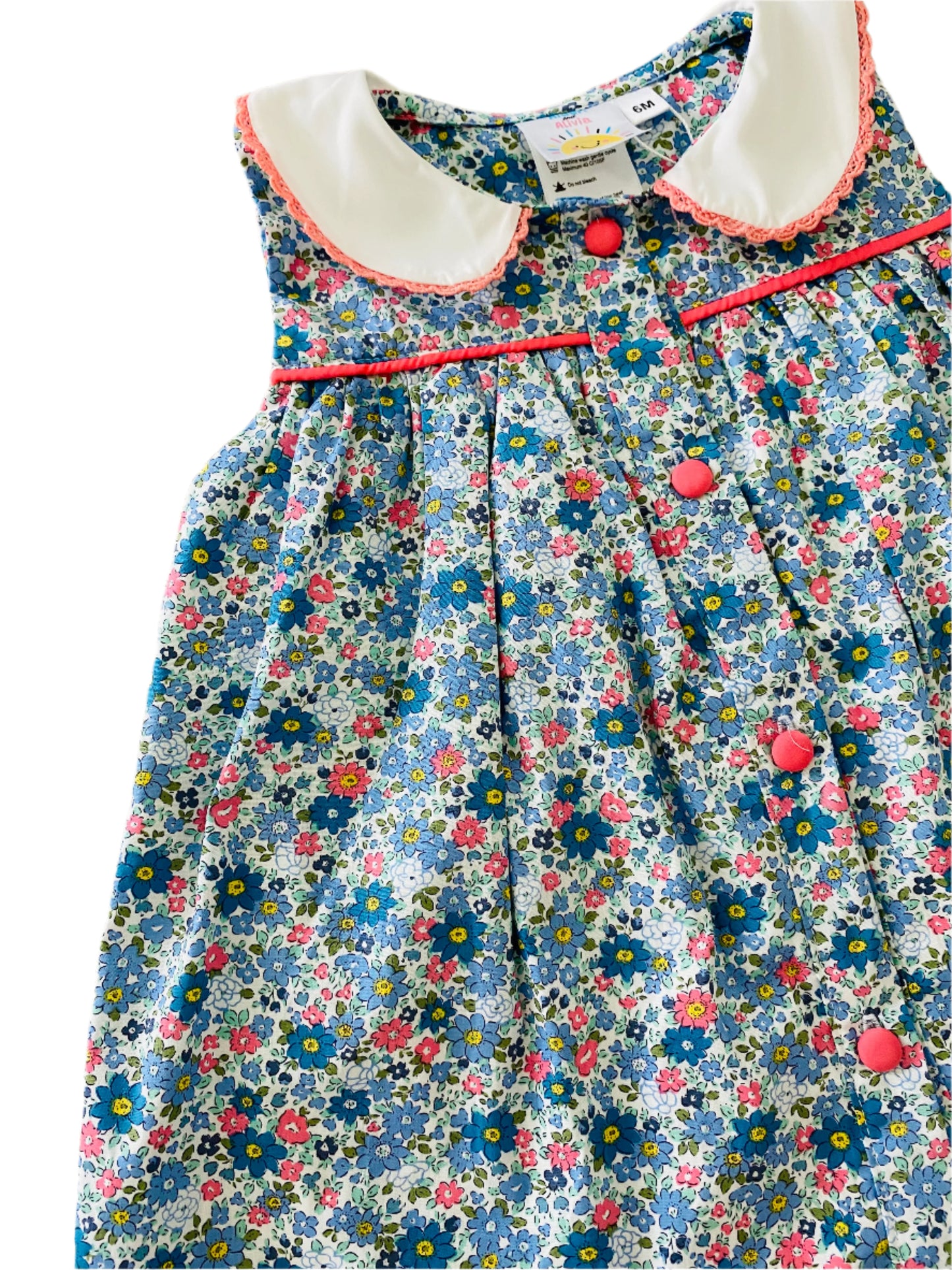 Floral Eyelet Collar Trim Dress