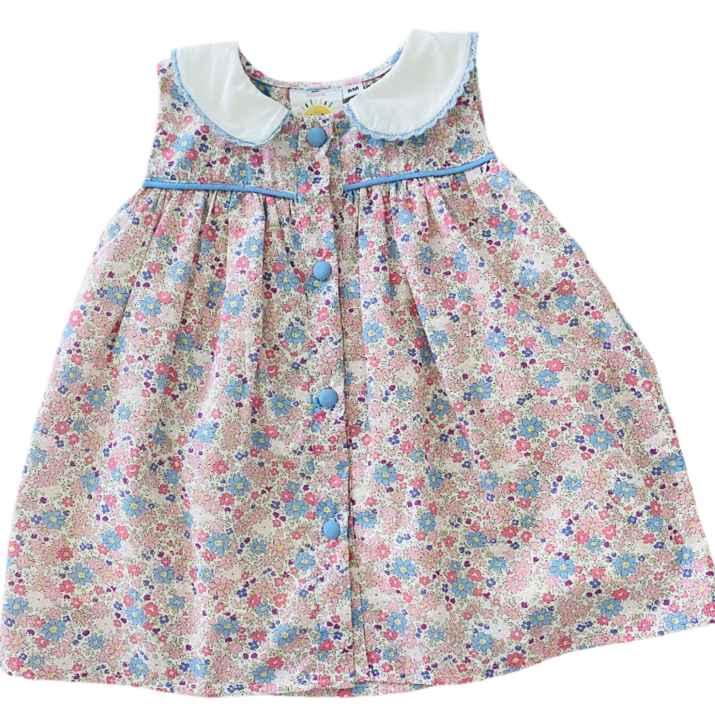 Floral Eyelet Collar Trim Dress