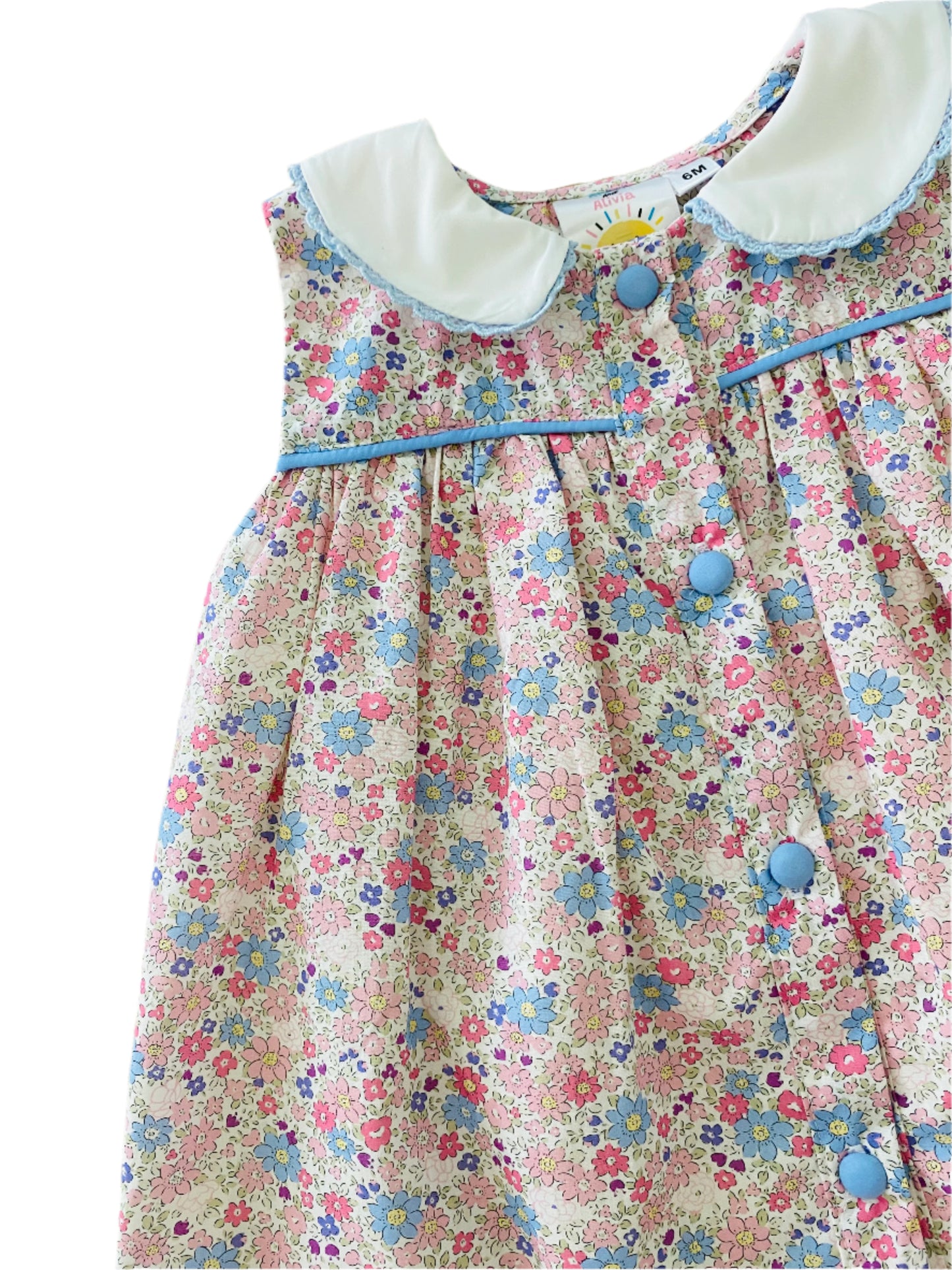 Floral Eyelet Collar Trim Dress