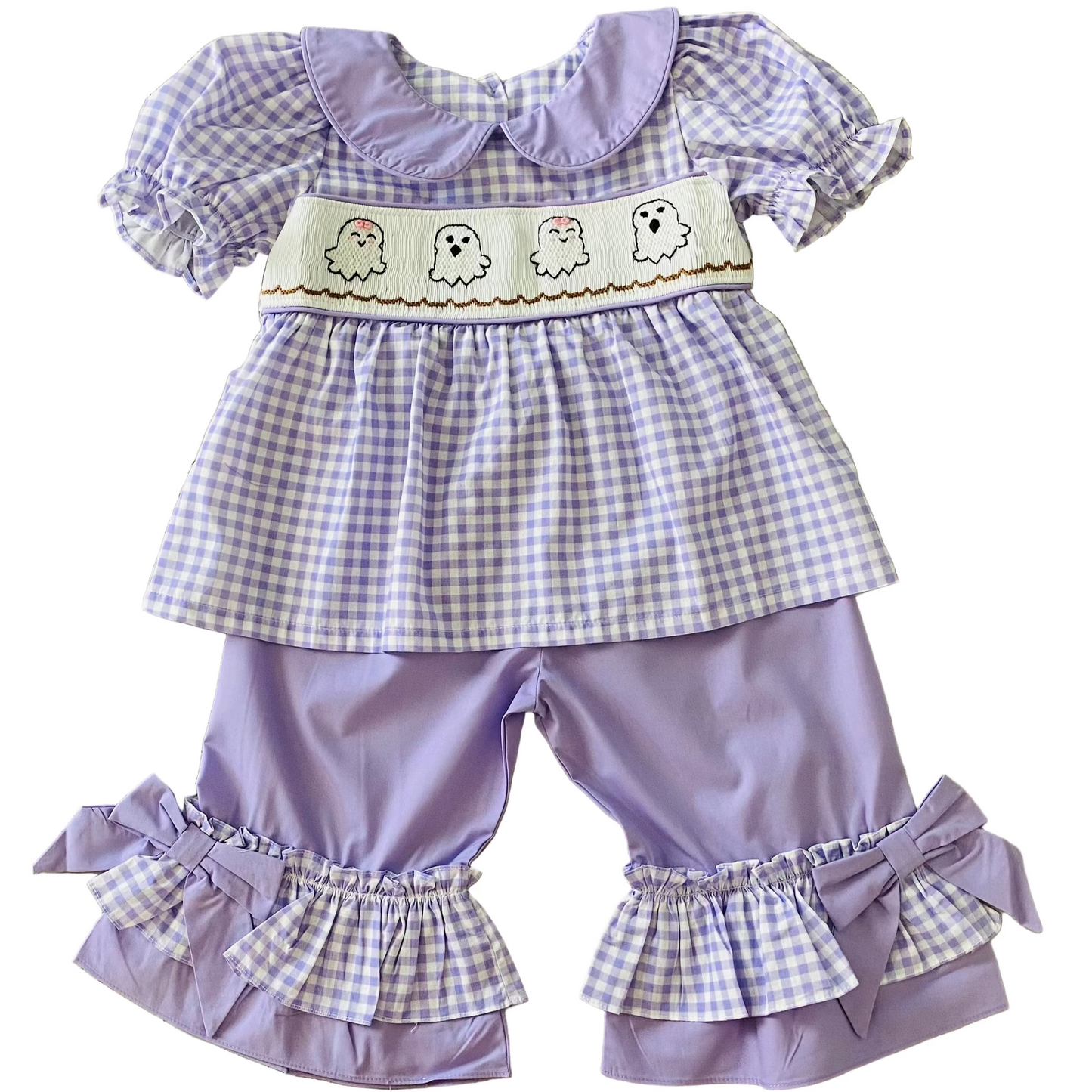 Ghost Smocked Pant Set, Purple