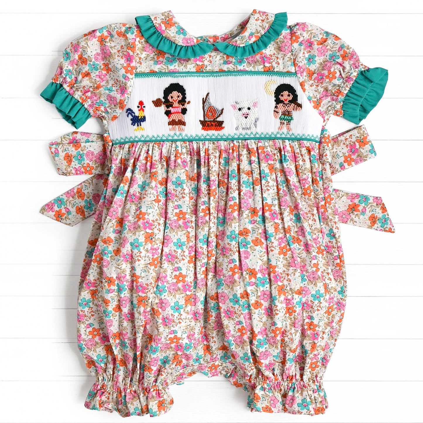 Princess Smocked Bubble, Teal