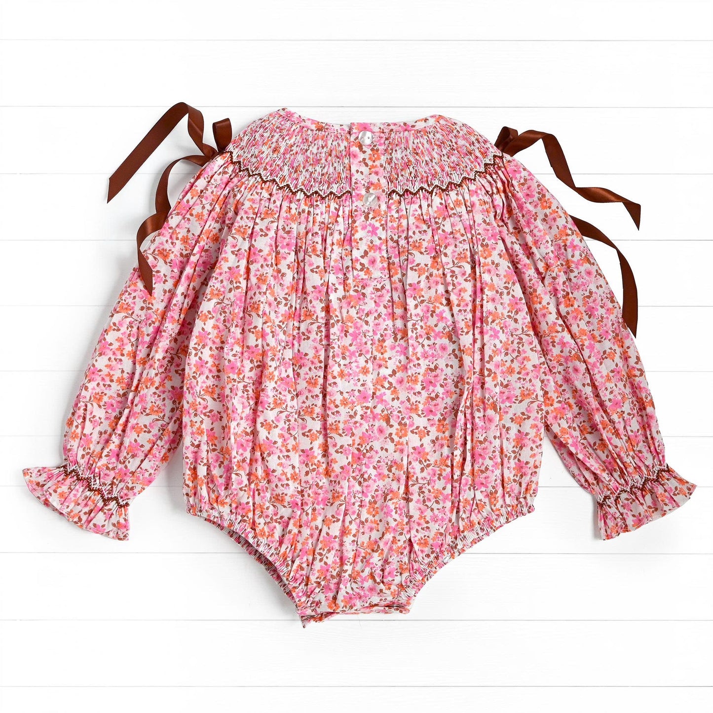 Thankful Smocked Bubble, Brown