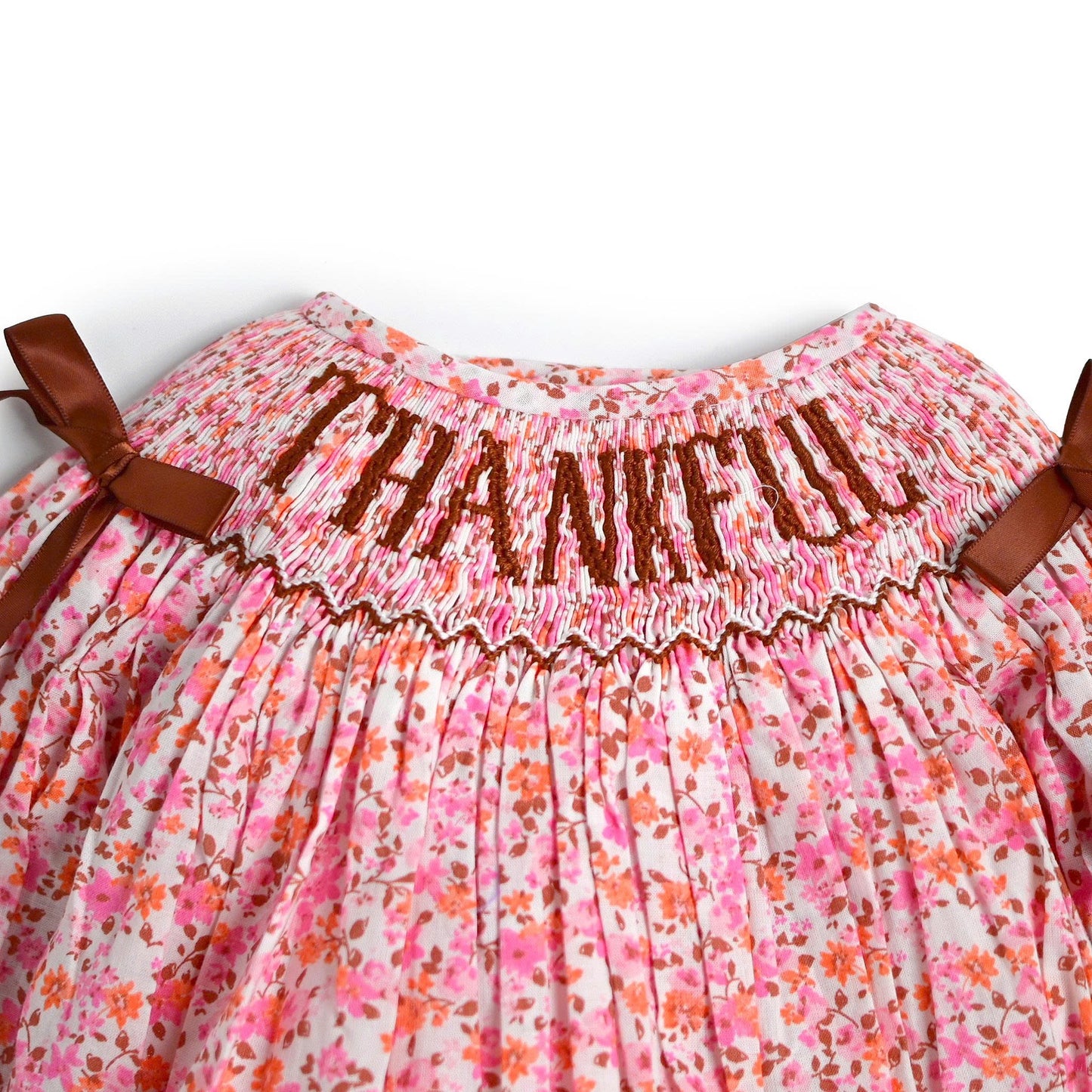 Thankful Smocked Bubble, Brown