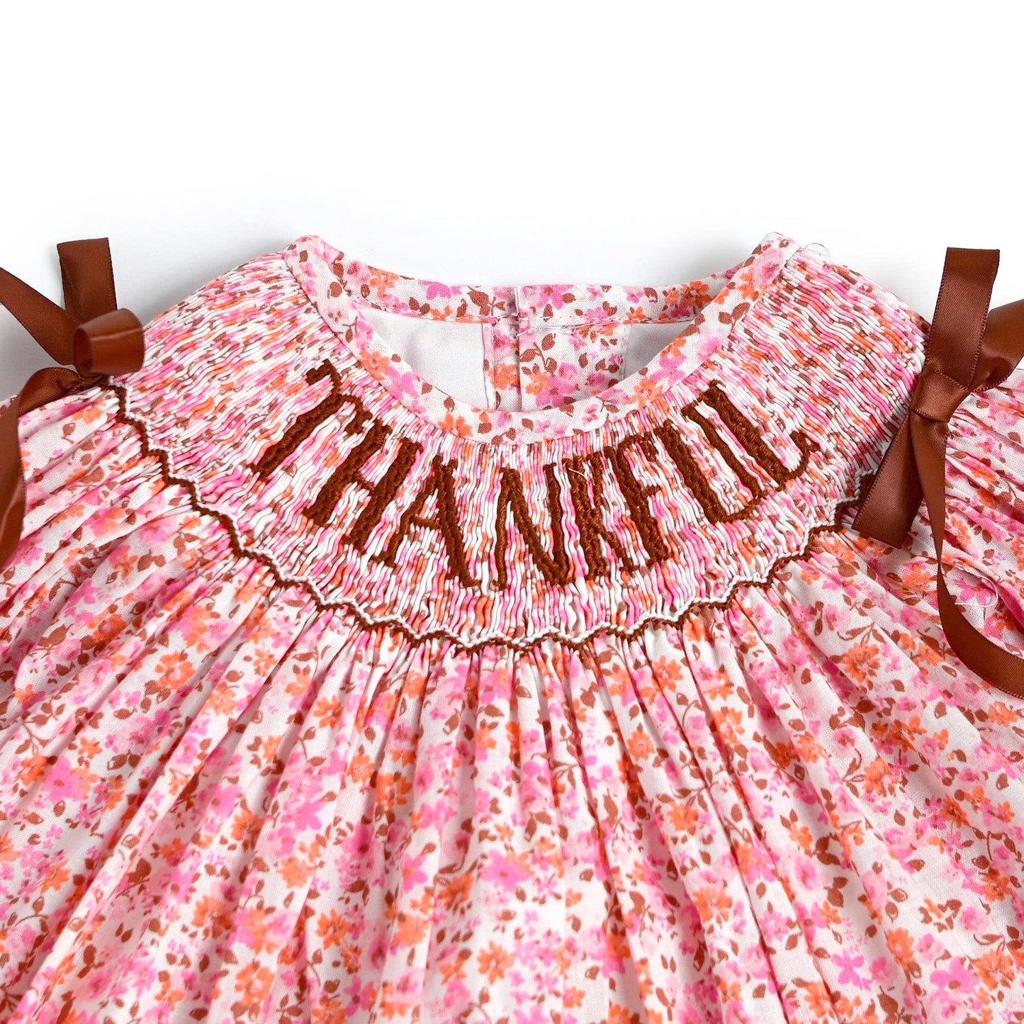 Thankful Smocked Diaper Set, Brown
