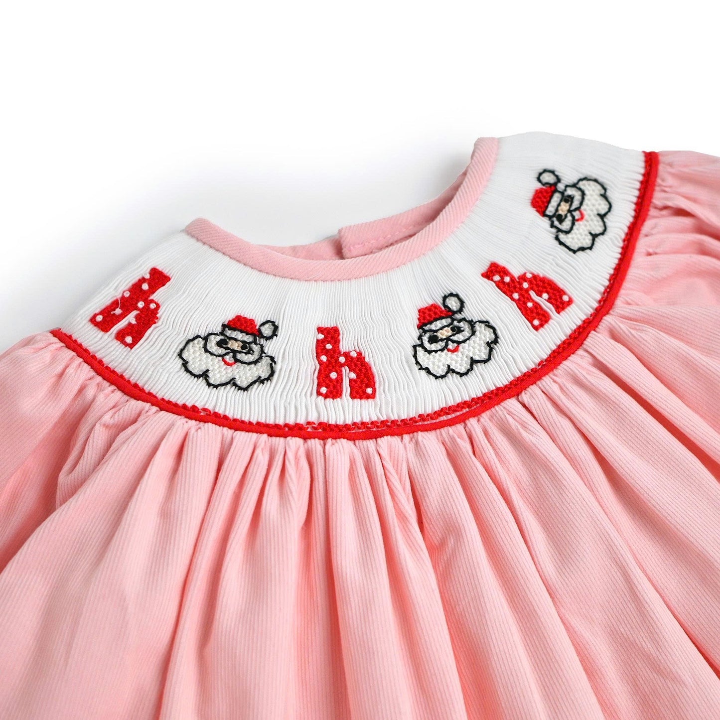 Ho Ho Ho Santa Smocked Dress, Pink