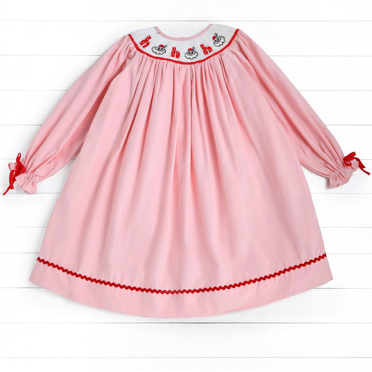 Ho Ho Ho Santa Smocked Dress, Pink