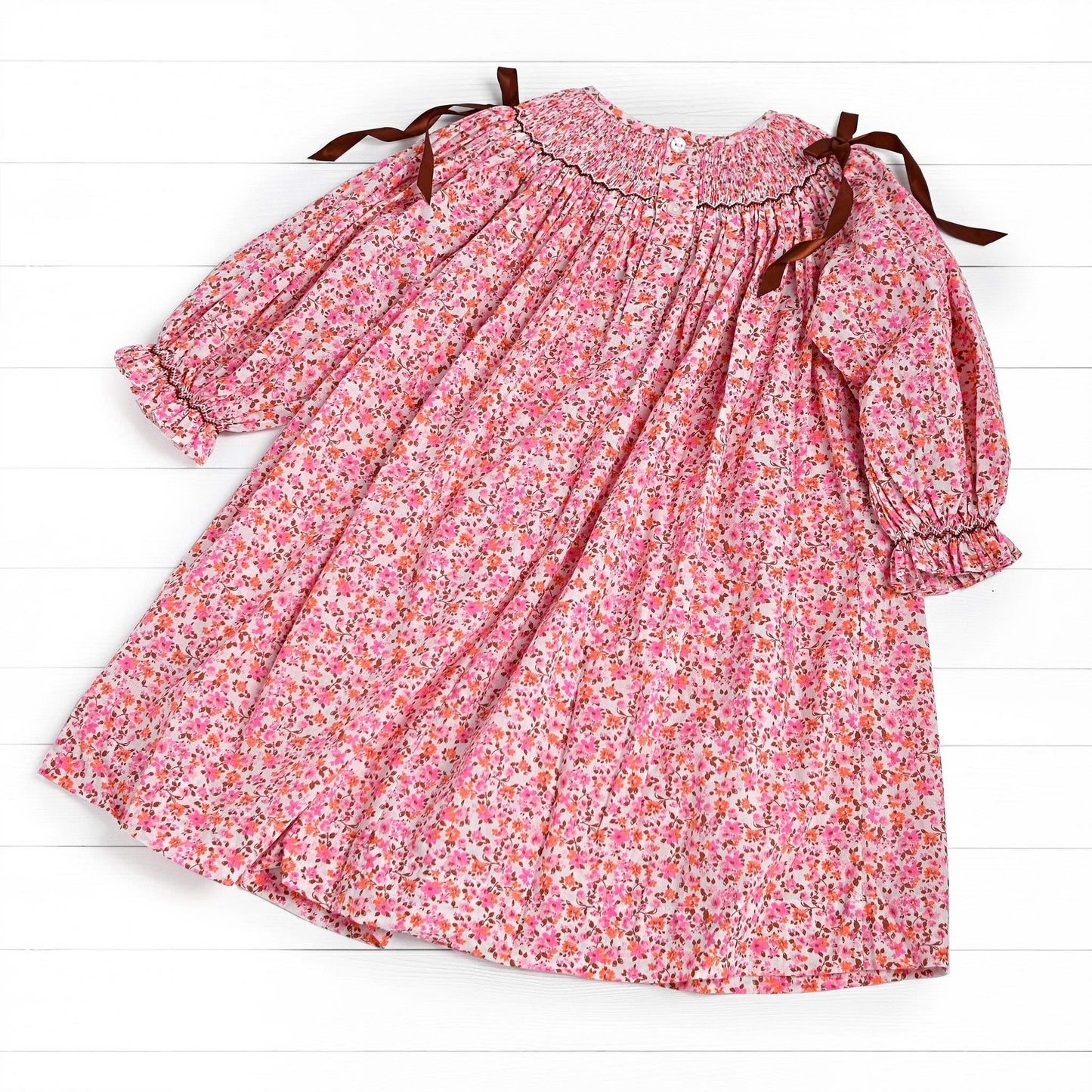 Thankful Smocked Dress, Brown