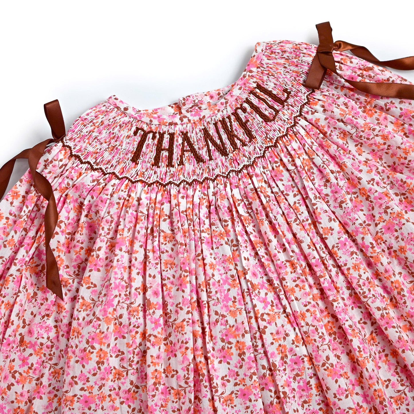 Thankful Smocked Dress, Brown