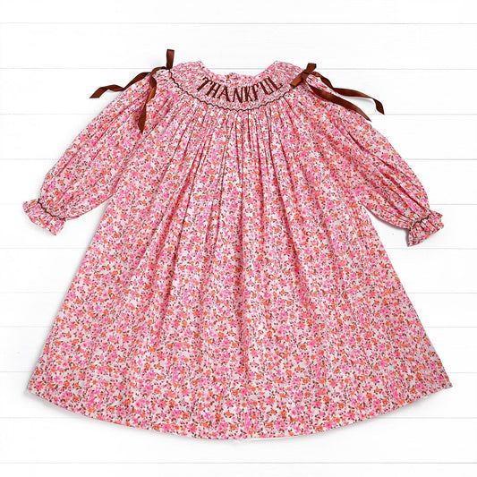 Thankful Smocked Dress, Brown