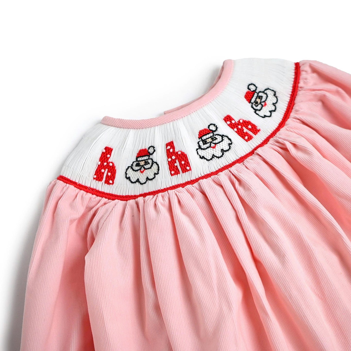 Ho Ho Ho Santa Smocked Bubble, Pink