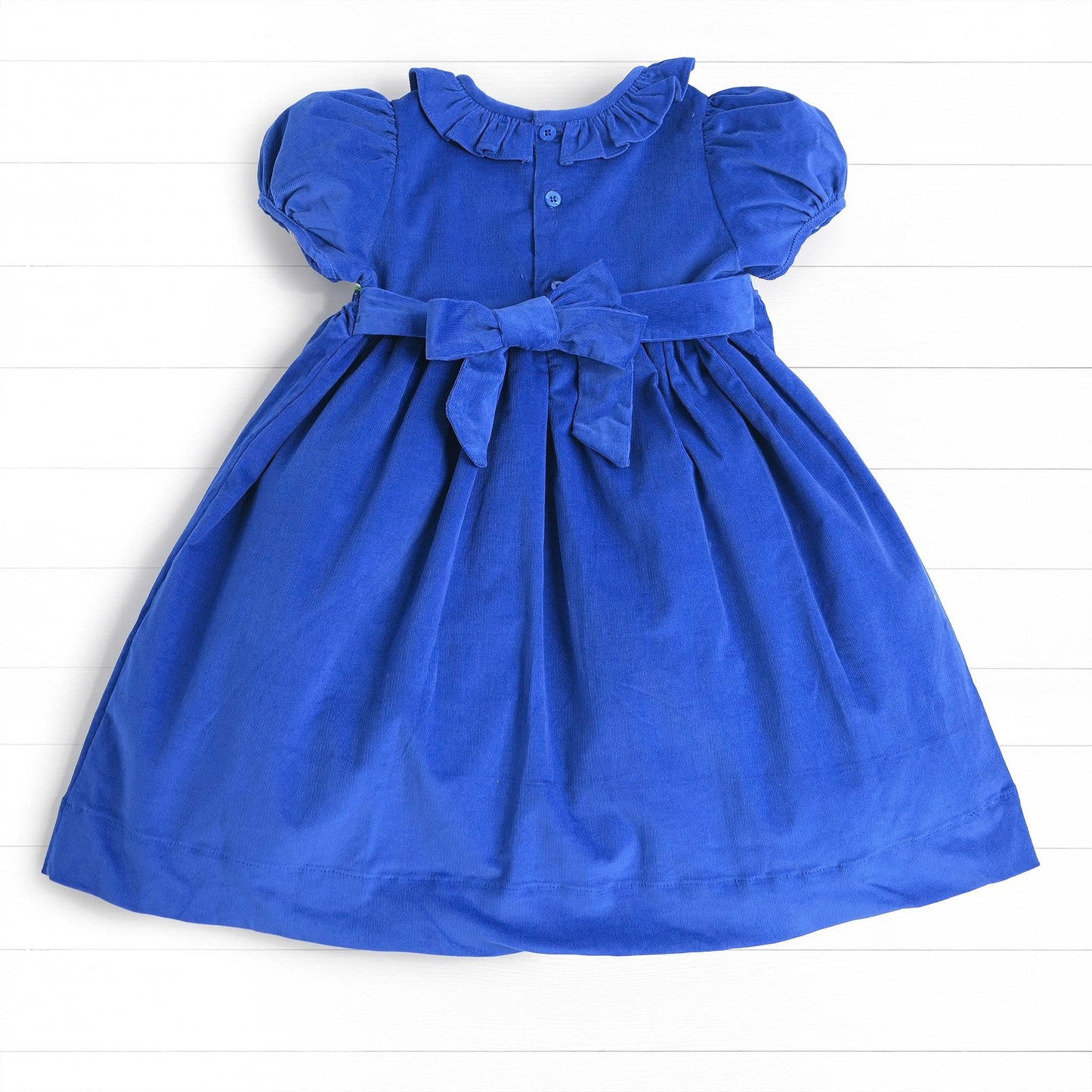 Santa & Reindeers Smocked Dress, Blue