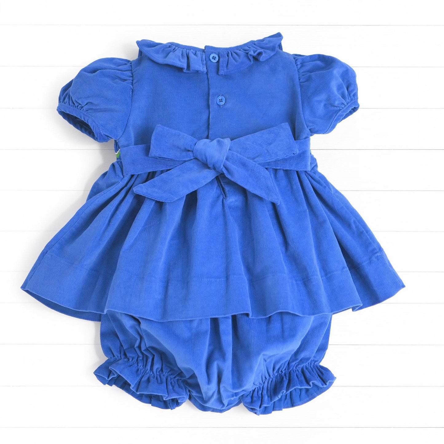 Santa & Reindeers Smocked Diaper Set, Blue