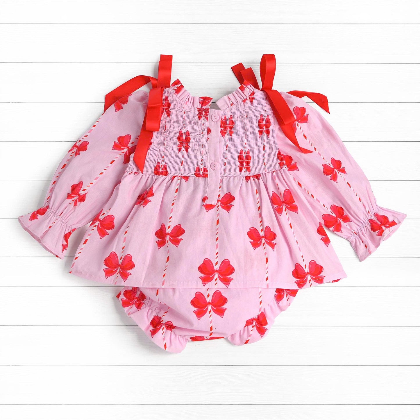 Candy Cane Tie Diaper Set, Pink