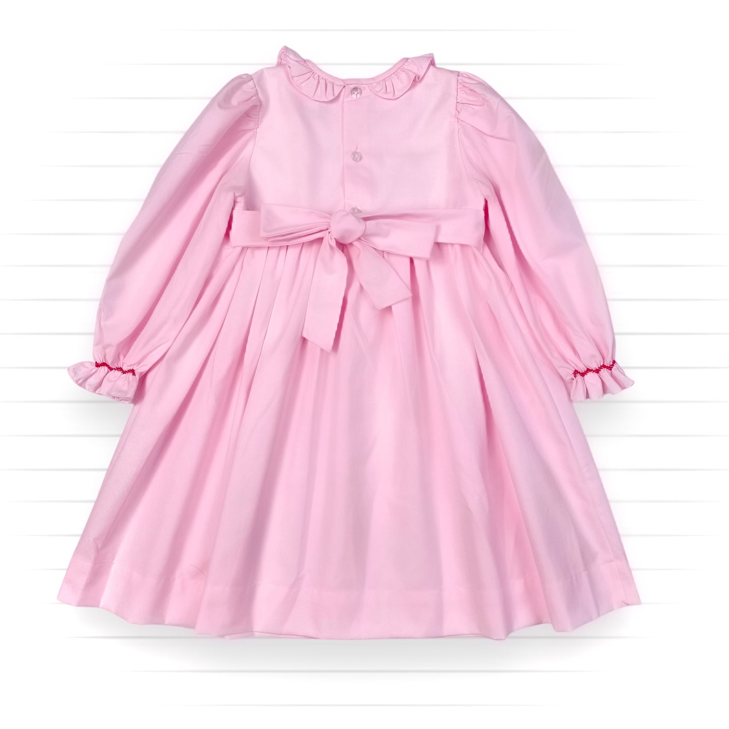 Triple Candy Cane Smocked Dress, Pink