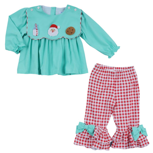 Santa Milk Cookie Pant Set, Turquoise