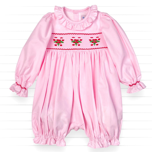 Triple Candy Cane Smocked Bubble, Pink