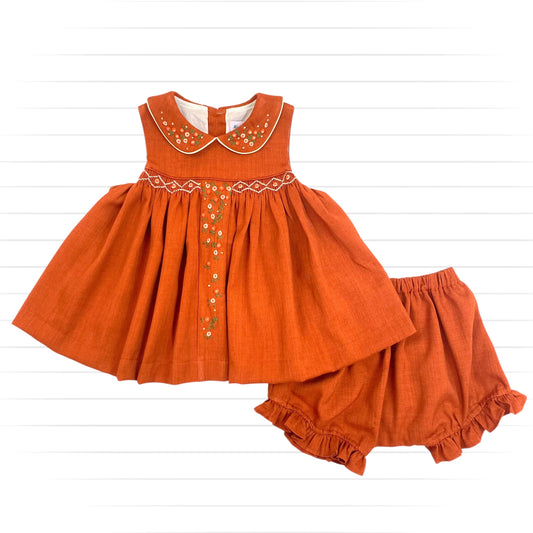 Falling Floral Diaper Set, Orange/Brown