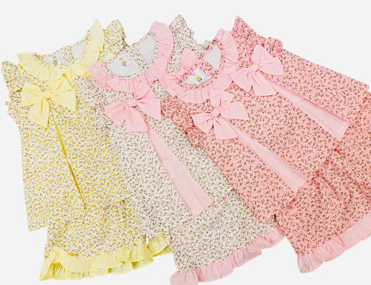 Floral Flutter Side Tie Short Set