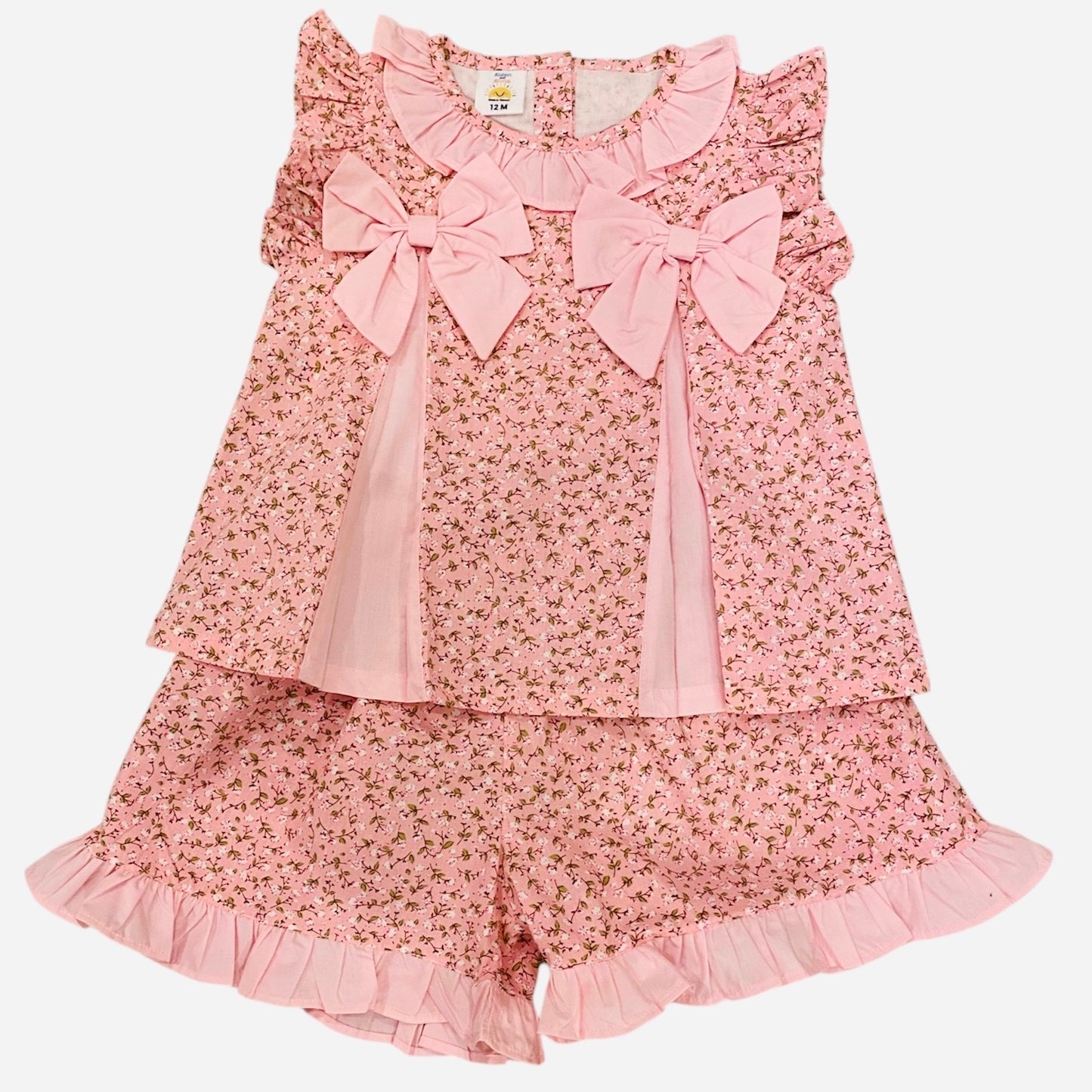 Floral Flutter Side Tie Short Set