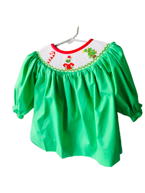 Grinch Smocked Dress, Green