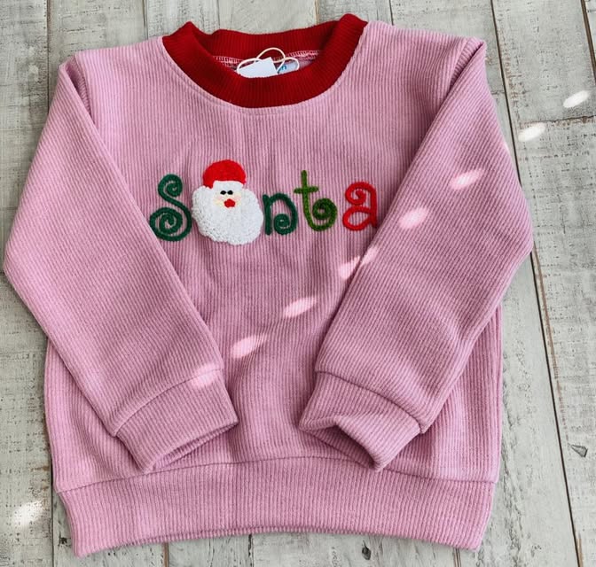 Santa French Knot Sweatshirt, Pink
