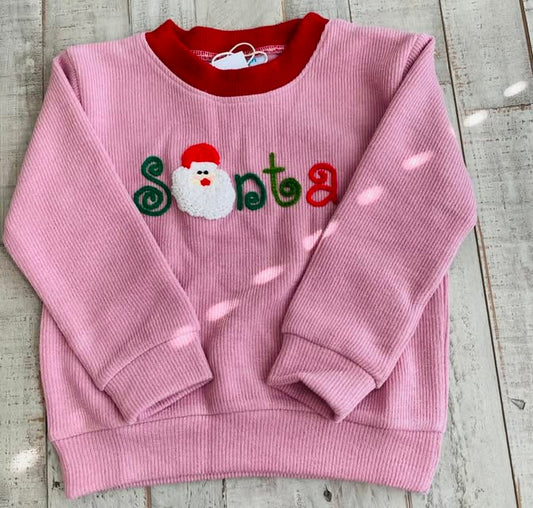 Santa French Knot Sweatshirt, Pink